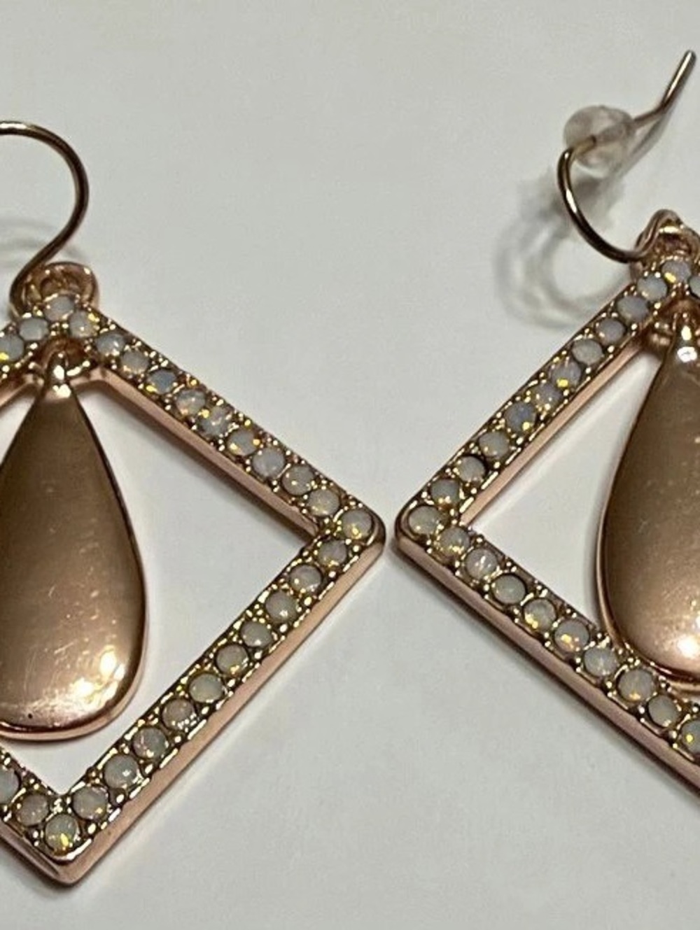 Geometric Teardrop Earrings in Rose Gold Like New